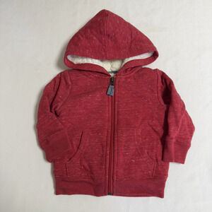Cat and Jack Fleece Lined Hoodie Jacket Full Zip Boys Size 12 Months Heather Red